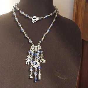 Long Dog Themed Tassel Charm Necklace